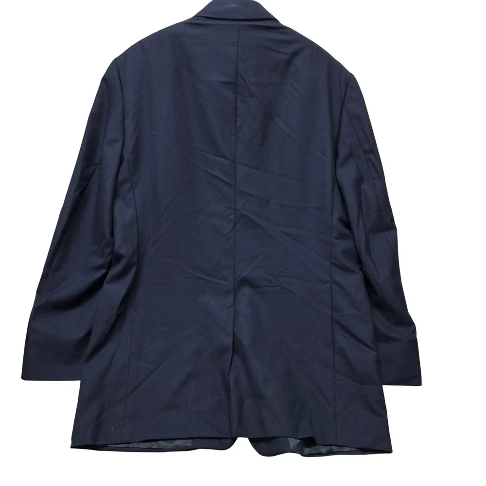 Burberry Mens Navy Blue 100% Wool Blazer Gold Crest Button Sport Coat 42R USA‎